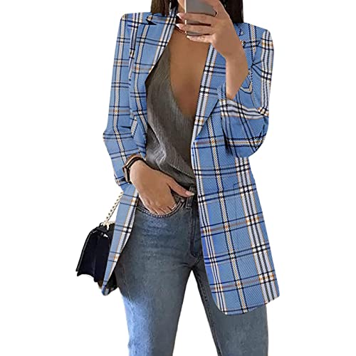 Blazers for Women Business Casual Jacket Open Front Work Office Blazer Plus Size Lapel Long Sleeve Jacket with Pockets