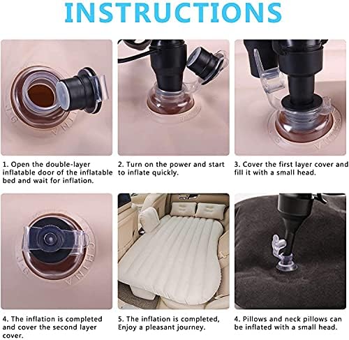 Image of LEOPAX Polyvinyl Chloride (PVC) Inflatable Travel Car Bed Air Sofa With Two Inflatable Pillow For Car Back Seat Fits Most Car Models For Camping Travel,Hiking,Trip And Other Outdoor Activities - Grey