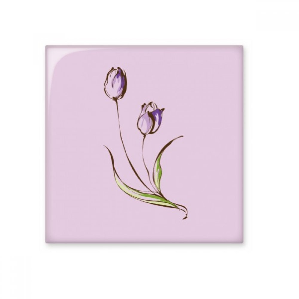 Tulipe en céramique violette grand format pour décoration murale de salle de bain