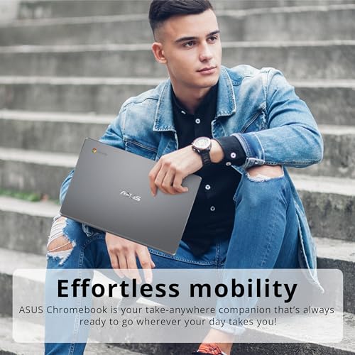 Image of ASUS Chromebook C223 11.6 inch HD Laptop, Intel Celeron N3350 Processor, 4GB RAM, 32GB eMMC, Intel UHD Graphics, 720P Webcam, Stereo Speakers, Wi-Fi, Chrome OS, Gray (Renewed)
