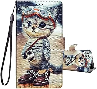 JRIANY For Samsung Galaxy A22 5G Phone Case, PU Leather Book Wallet Case with Card Slots ShockProof Cute Animal Pattern Cover Full Protection Folio Flip Case Compatible with Galaxy A22 5G, Pawprint