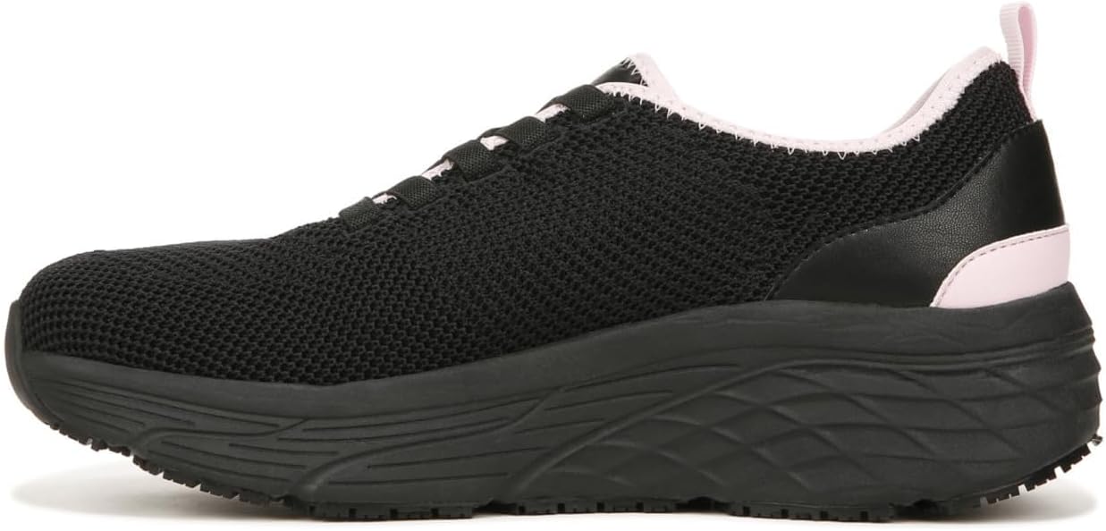 Dr. Scholl's Womens Back to Work Soft Toe Slip Resistant Lace Up Sneaker Black Knit 8.5 M