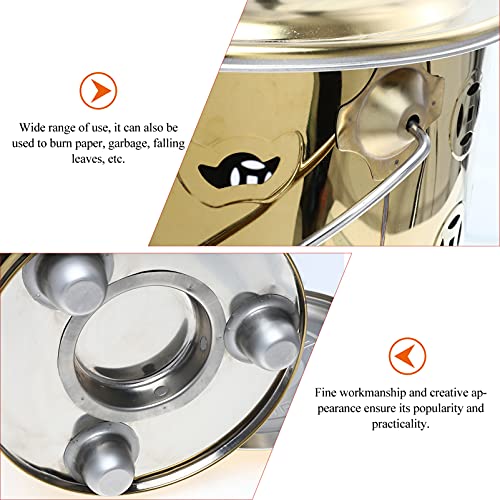 Angoily 11S38O10LVFSUU47JGRUZMGJ 1Pc Stainless Steel Paper Burn Barrel, Stainless Steel Incinerator Cage With Lid, Joss Paper Money Incinerator Can For Garden Paper Leaf Trash Wood Backyard Bonfire 11.79X10.53X10.53 Inch thumb #7