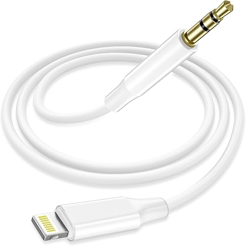 Lightning to 3.5mm AUX Cable Compatible with iPhone, 1M Audio Adapter Cable, Hi-Fi Stereo Sound, Durable AUX Cord for Car Stereo, Speakers & Headphones