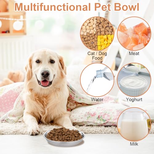 5 Stück Katzennäpfe aus Edelstahl, 15.5 cm Napf Fressnapf Futterschüssel, Flach und Breit, Katzennapf Edelstahl für Katzen Oder Kleine, Hund Futternapf, Teller Katze für Katzen und Kleine Hunde