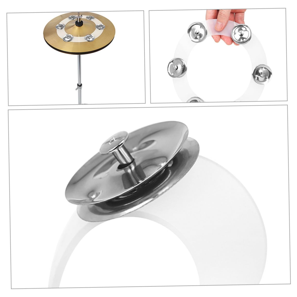 Abaodam 2pcs Metal Silicone Hi-hat Ring Bell Tambourine Drum Ring Set Accessory for Adults