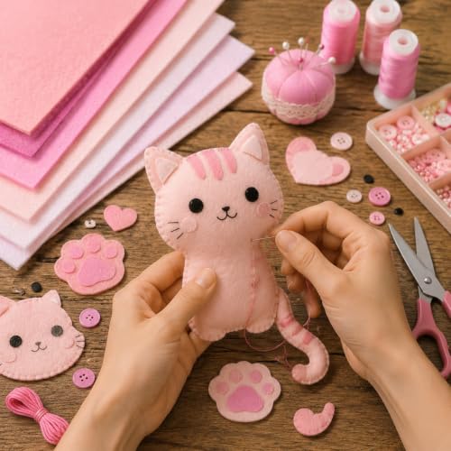 Image of 30Pcs Stiff Felt Sheets, 1mm Thick Felt Fabric Squares for Sewing & DIY