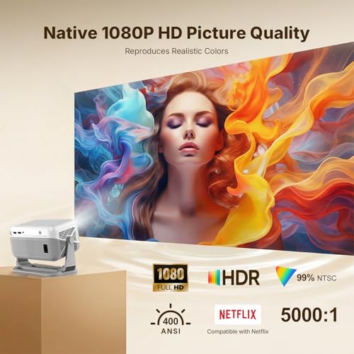 Image of Compatible with Netflix Smart Projector with Whale TV, Native 1080P Projector Supports 4K, Auto Focus & Auto Keystone, Dolby Audio, WiFi and Bluetooth Home Theater Projector