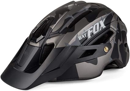 TTZY Casco da Mountain Bike Cool Casco Mimetico MTB Road Bike Casco da  Equitazione Cappello a Tesa Larga con fanale Posteriore Bat Fox Casco di  Sicurezza, Nero Ti Grigio : Amazon.it: Sport
