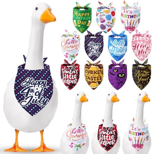 Sunnymove 11 Pcs Holiday Porch Goose Outfits Bandana Adjustable 23" Porch Goose Bib Seasonal Clothes Summer Decor(Classic)