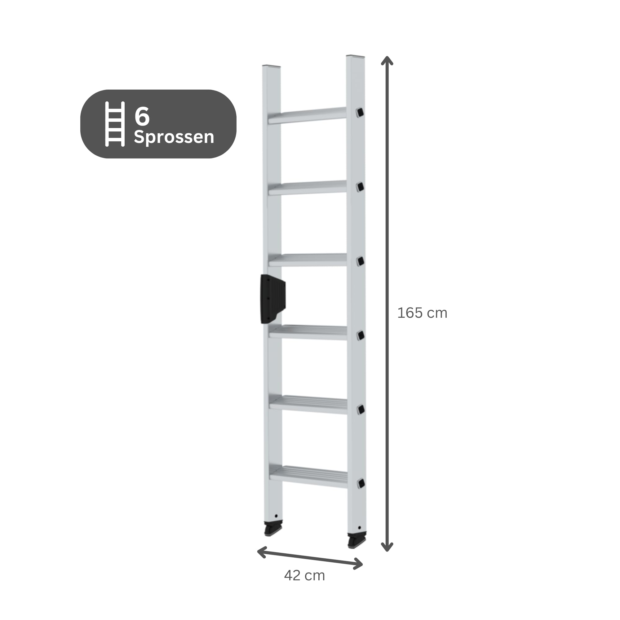 PROREGAL Stufen-Anlegeleiter ohne Traverse | 6 Stufen | Leiter, Teleskopleiter, Trittleiter, Bockleiter, Sprossen-Doppelleiter