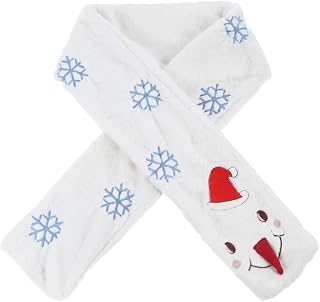 Cachecol de Natal com boneco de neve criativo e flocos de neve para crianças, cachecol quente para festa de Natal (branco)