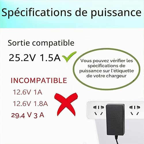Uootery Chargeur de Remplacement 25.2V à 2 partis pour Vide de Piscine sans Fil WYBOT pour WYBOT A1 OS2010 Robotic Pool Nettoyer Adapter Corde Cord d'adaptateur – vue 2