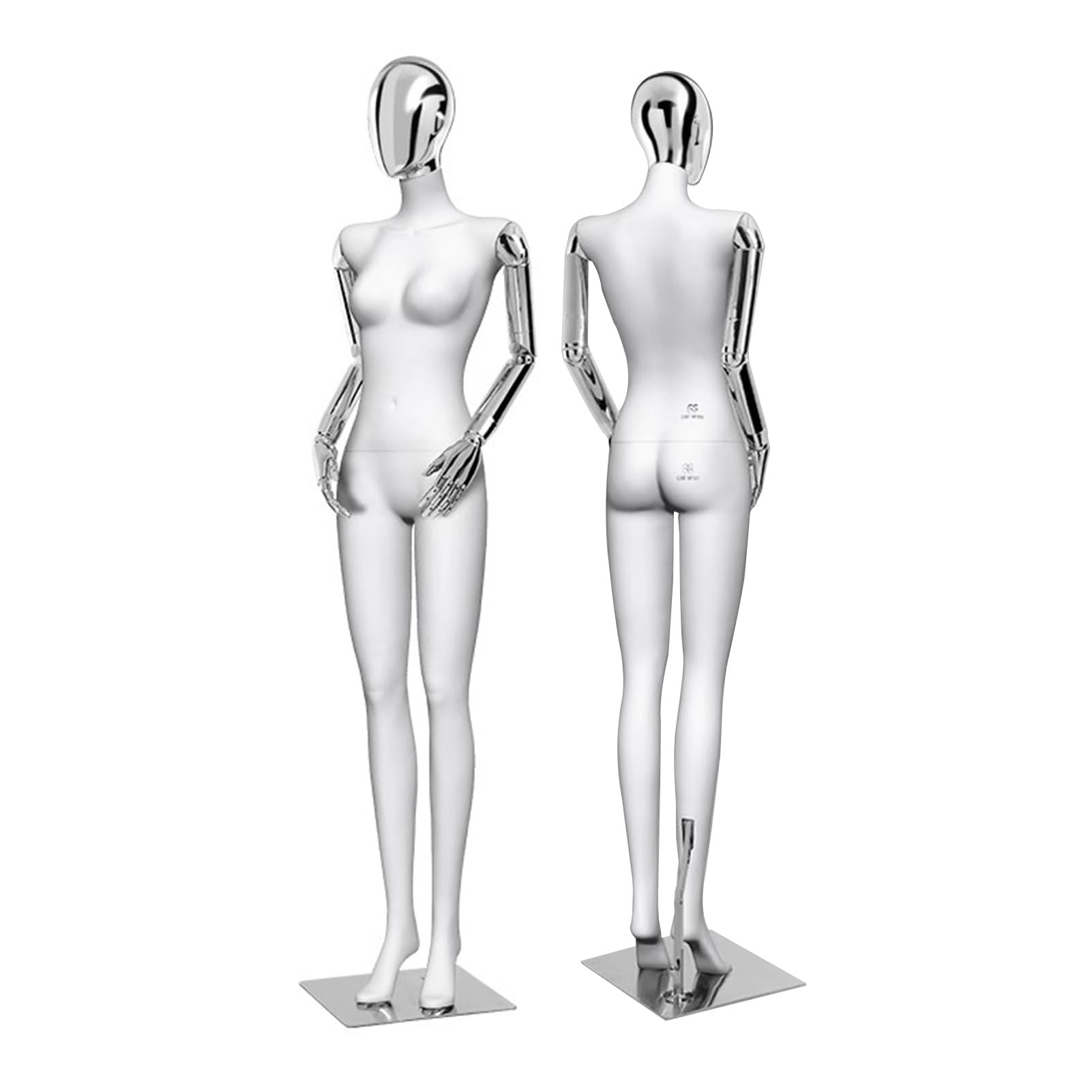 Maniqui Maniquíes Femeninos de Cuerpo Completo para exhibición al por Menor, 72,83 Pulgadas, con Cabeza y Brazo giratorios y Base metálica.(Silver)