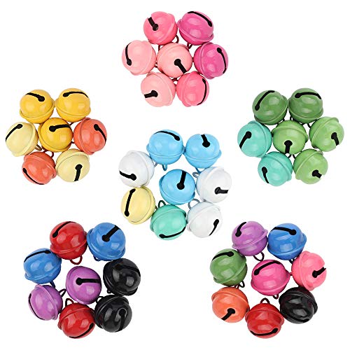 YUEYUAN 45 Piezas Cascabeles de Colores, Cascabeles Metal Cascabeles navideños Paquete de Regalo Fiesta Decoración Cumpleaños Regalo (Multicolor) Cover