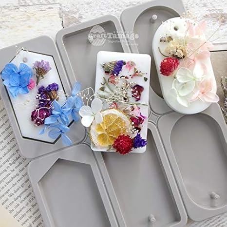 Amazon Co Jp Craft Tamago 1 Piece Silicone Mold For Aroma Wax Bars Hexagon Rectangle Oval With Hole Hobbies