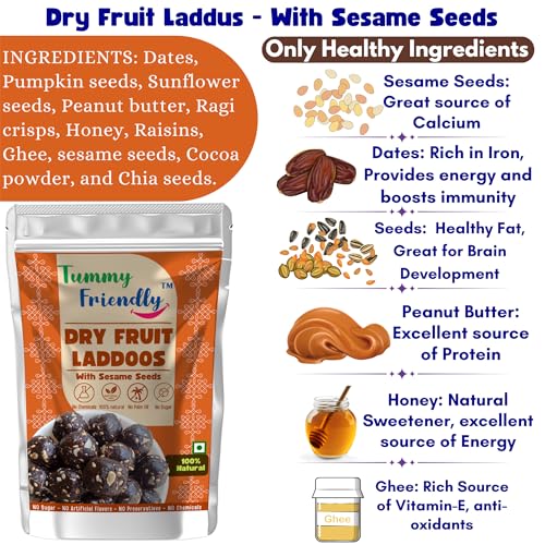Image of TummyFriendly Dry Fruit Laddu. Healthy Dry Fruit Laddus with Dates - Sugar Free Snacks for Kids, Adults & Pregnant Women. Healthy snacks for kids. homemade dry fruit laddus. No Sugar. Dry Fruit Ladoo with Beetroot & Coconut (5X100g)
