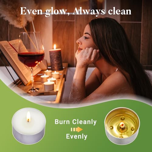 Hypmis Teelichter 50 Stück aus natürlichem Palmölwachs – 8 Stunden Brenndauer – Weiß, rußfrei & tropffrei – für gemütliche Abende & romantische Deko