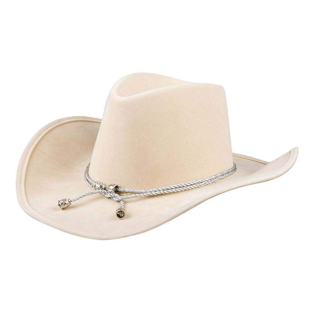 Boland North Dakota Cowboy Hat – Beige Western Style Adult Hat with Silver Cord – Lightweight 100% Polyester Fancy Dress Accessory for Parties, Rodeo, Festivals & Country Costumes