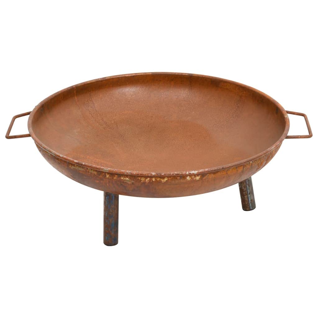 Ognisko Ogniska, Duża Stalowa Stalowa Stalowa Miska Ognia, 67,5 X 58 X 22,5 Cm, Rustykalna Powłoka, Przenośna z Uchwytami, Kompatybilna z Grilla Grilla, do Ogrodu lub Patio