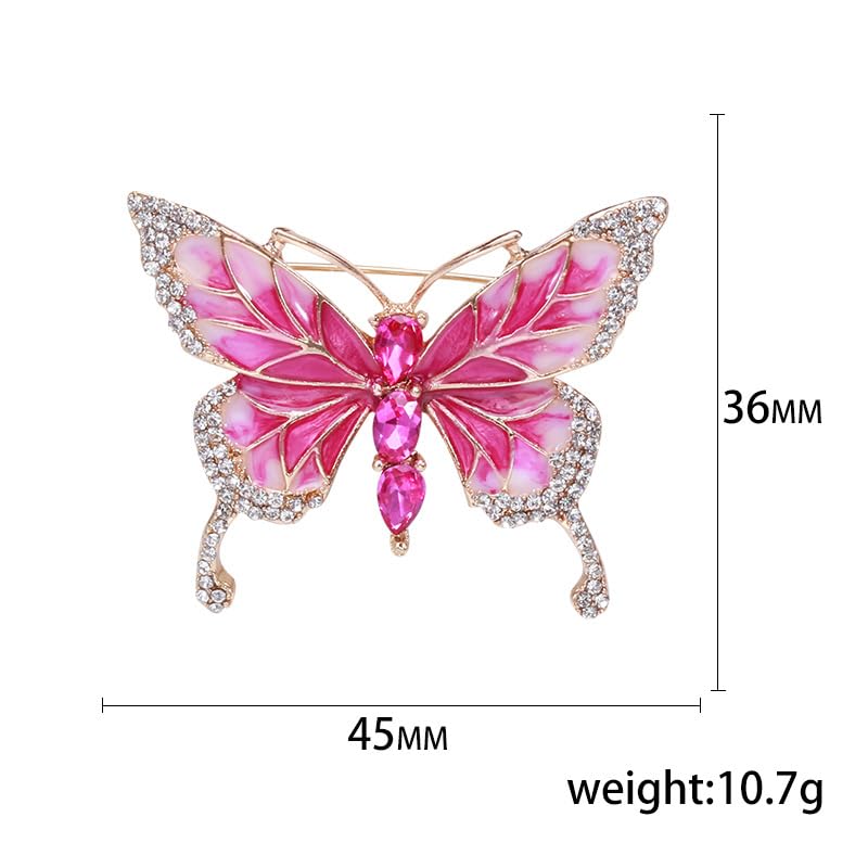 Image of Pink Butterfly Brooches and Pins Crystal Butterfly Insect Safty Pin Dress Coat Suit Decor