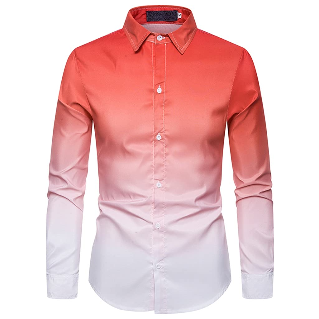 Amazon.co.jp: LEPSJGC グラデーションシャツメンズドレスカジュアル