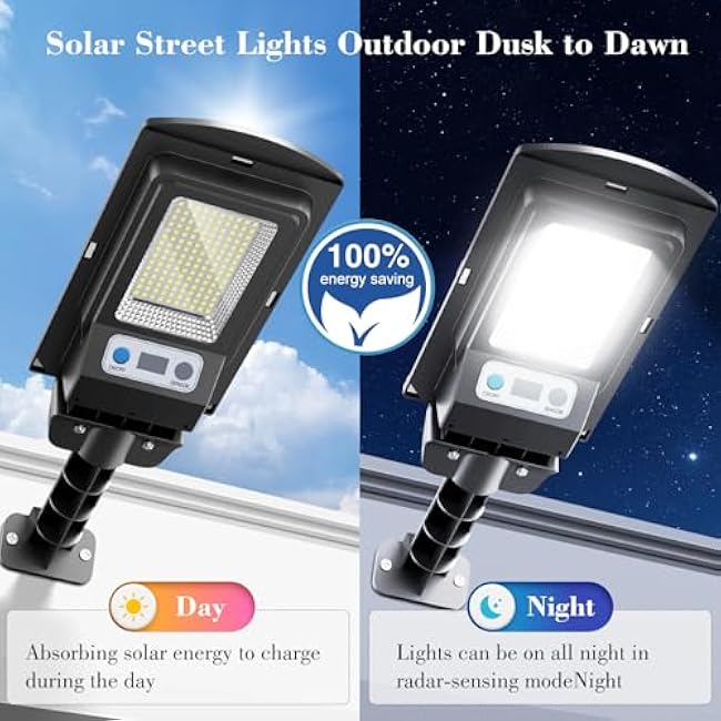 Solar Street Lights LED Flood Light 6500K 2 Pack