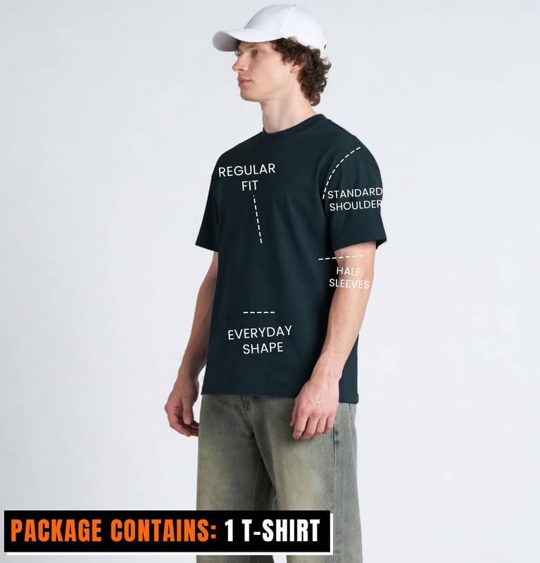 Image of Sleepynuts Men's Regular Fit Round-Neck Half Sleeves Solid Casual Wear T-Shirt (Deap Sea Blue -5XL)