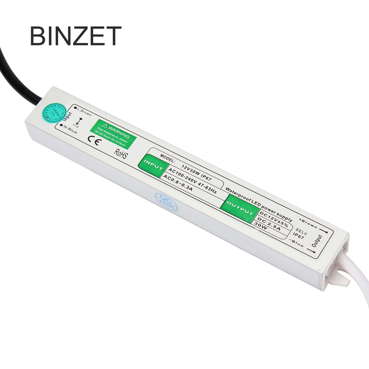 LED Driver, Waterproof 12V 2.5A 30 Watt LED Power Supply Driver Transformer | AC 120V-130V to DC 12V 2.5A 30W 3-Prong Plug Voltage Convertor LED Strip Low Voltage Powered Light Regulator