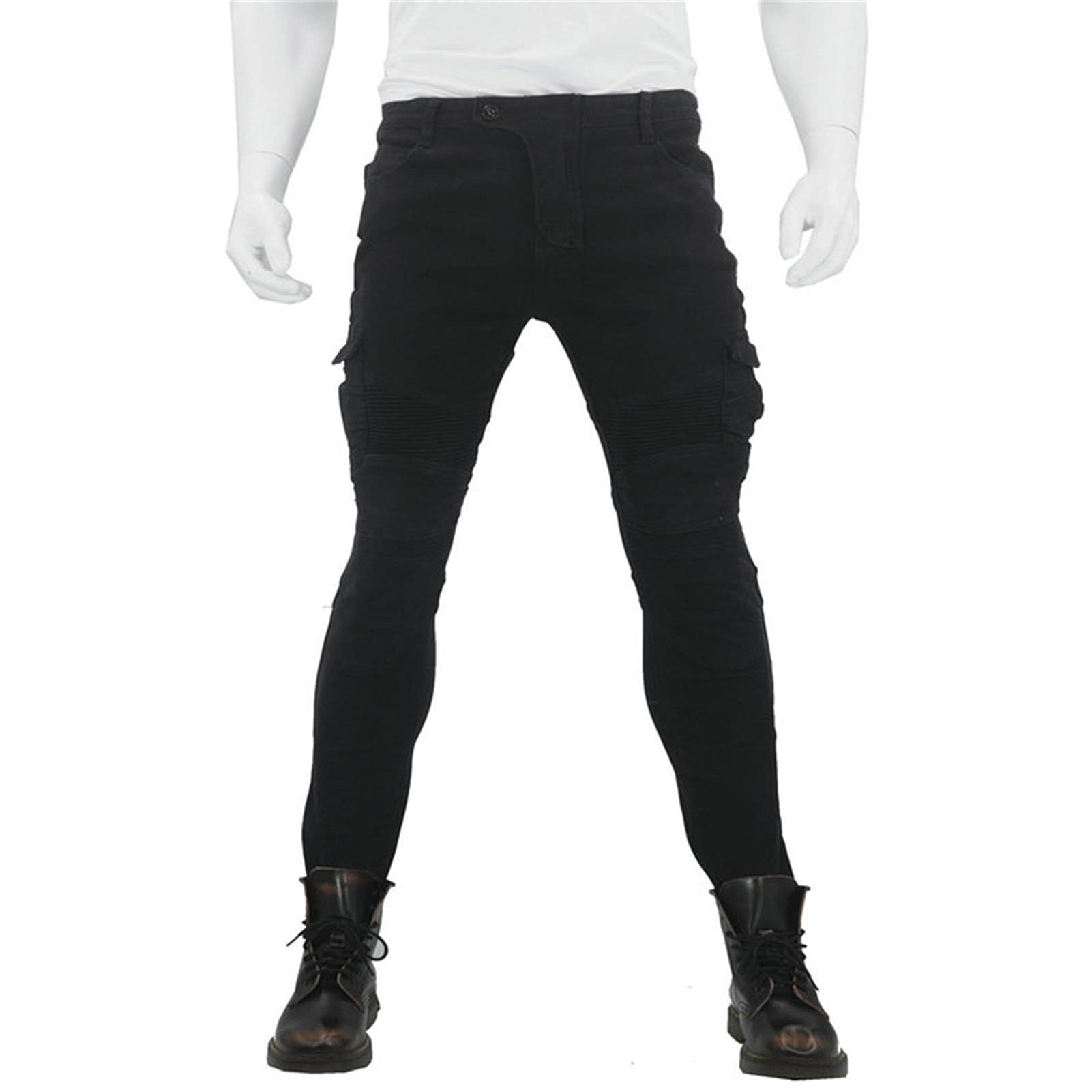 Unisex Motorcycle Pants With Armor Pads Reinforced Biker Jeans CE Knee Hip Protection Adventure Riding Pants, Black, M - View #6