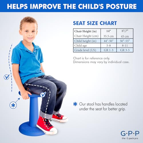 Image of -Dynamic-, Kid Wobble Stool Pair, Wiggle Chair Flexible Seating for Preschool & Elementary Classroom, Improves Focus, Posture & ADHD /ADD-Blue 17.7 Hight' Stools Pack of 2