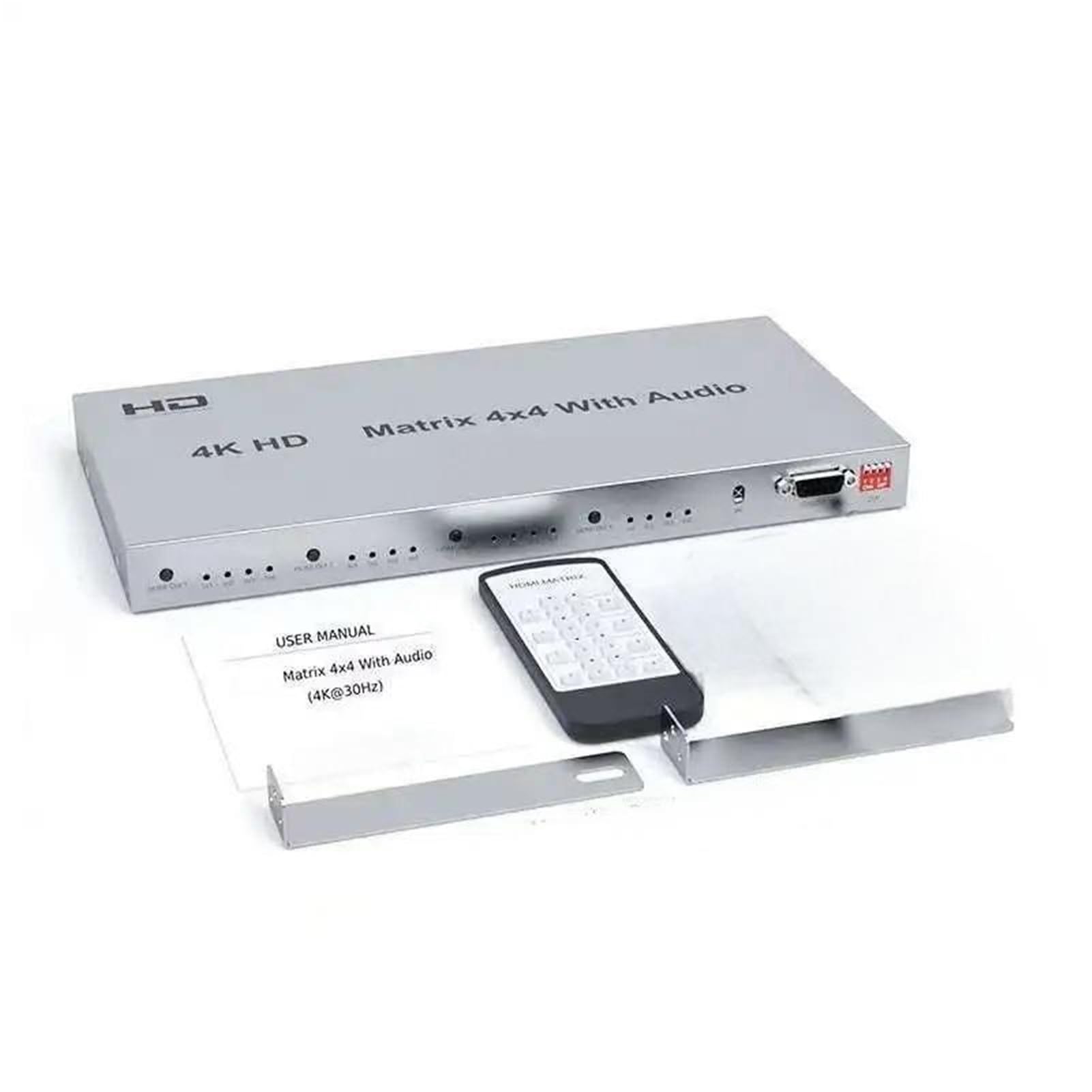 Matrice HDMI 4x4 4K@60Hz Compatibile con estrattore HDR 18Gbps 2.0 Switcher Splitter 4 in out Supporto RS232 con Ampia compatibilità, Facile da configurare(4K 30Hz 4x4)
