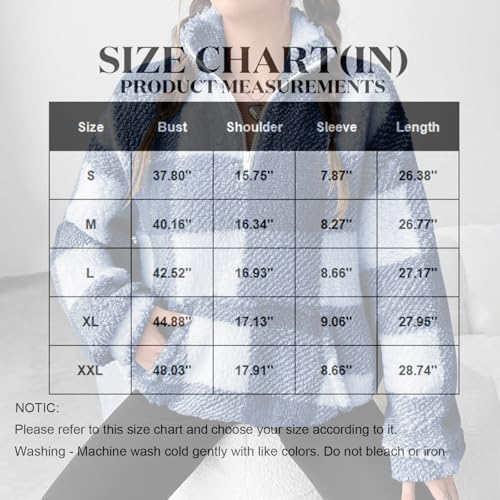 Sherpa Sweatshirt Women Long Sleeve Oversized Plaid Quarter Zip Pullover - image 4