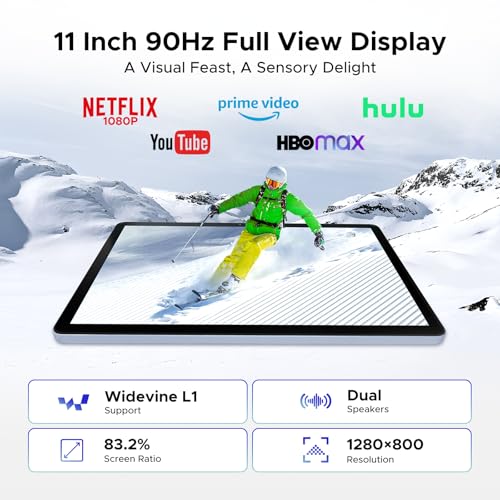 Image of P11 2026 Android 16 Tablet, 11 Inch Android Tablet with Gemini AI, UNISOC T7250 90Hz Display, 48GB RAM+128GB ROM, 8800mAh, Widevine L1, 5G WiFi, Face ID, Tablet with Keyboard, Pen, Gray