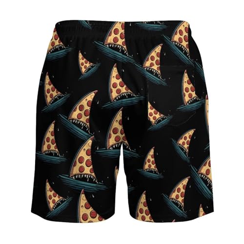 Funny Pizza Shark Mens Swim Trunks Swimming Board Shorts with Compression Liner Summer Beach Bottom4