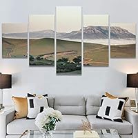 SIGNWIN 5 Panel Canvas Wall Art Modern Art Expressive Farmhouse/Country Landscape Mountain Top Multicolor Photography for Home Decorations Ready to Hang - 60