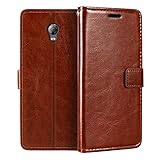 Shantime Lederhülle Kompatibel mit Lenovo Vibe P1, Business Design Magnetische Klapphülle, 3 Kartenfächer, Foto & Geheimfach(Braun)