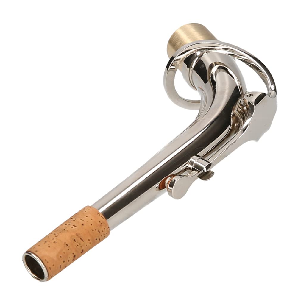 SaxofóN Alto con Cuello Curvado, Material de LatóN, SaxofóN, Instrumento de Viento de Madera, Accesorio de 2,5 Cm, Plateado