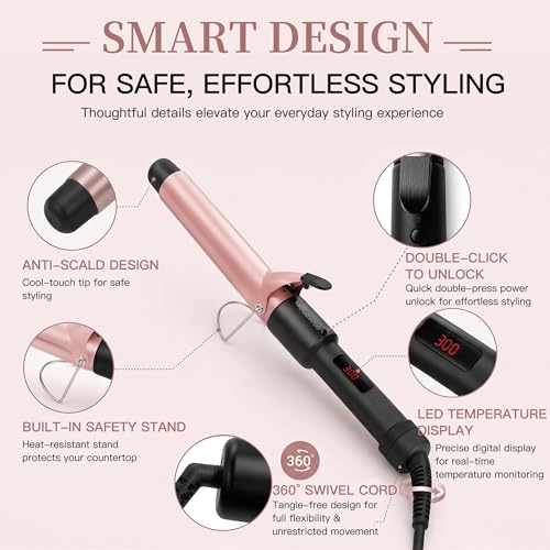 Image of Unlock Your Hair's Potential with MegaWise Pro: 1 1 /4 inch Ceramic Barrel, 60s Fast Heating, Anti-Scald Grip, and Complete Styling Kit for Effortless Glamour!