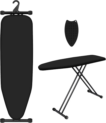UFETGYG Tabla de planchar con soporte de hierro, cubierta extragruesa, tabla de hierro compacta de 43 x 13 pulgadas, altura ajustable, estructura