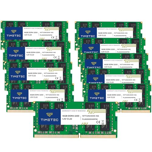 Image of Timetec 160GB KIT (10x16GB) DDR4 3200MHz (PC4-3200AA) PC4-25600 SODIMM Laptop RAM - 260-Pin 1.2V CL22 Non-ECC Unbuffered Memory Module for Laptop, Notebook, Mini PC, All-in-One