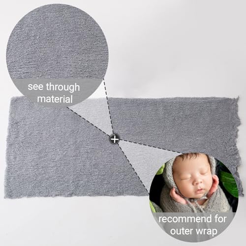 Vemonllas Newborn Baby Photography Props Outfits Hat Long Ripple Wrap Set for Boys Girls Photography (Light Gray)