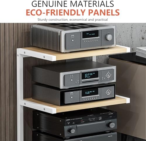 Mobile AV Media Stand on Wheels, 4-Tier Open Storage Rack, HiFi Stereo & Audio Organizer, Space-Saving Metal Design, Easy Assembly, Black, Ideal for Home Theater & Entertainment