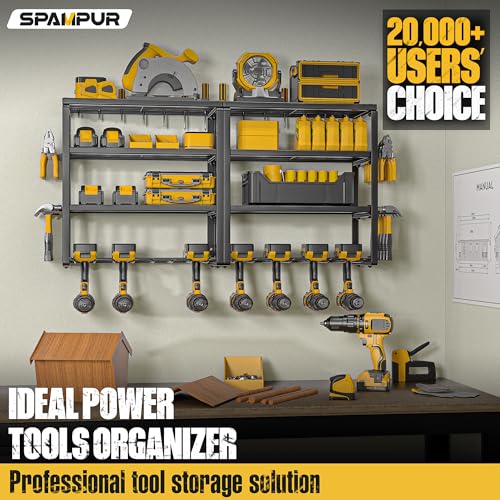 Spampur Power Tool Organizer, 15 Min Quick Assembly & Max 150Lb Load By Heavy Duty Metal, 8 Slots 4 Shelves For Cordless Drill In Garage/Workshop/Pegboard/Shed Suitable For Father'S Day thumb #1