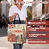 Canvas Tote Bag for London Souvenirs, Cotton Eco-Friendly Reusable Shopping Bags with Black Straps, British Gifts Souvenir Gifts from UK for Travel Memorial, Daily Errands, Commute & Casual Outings #4