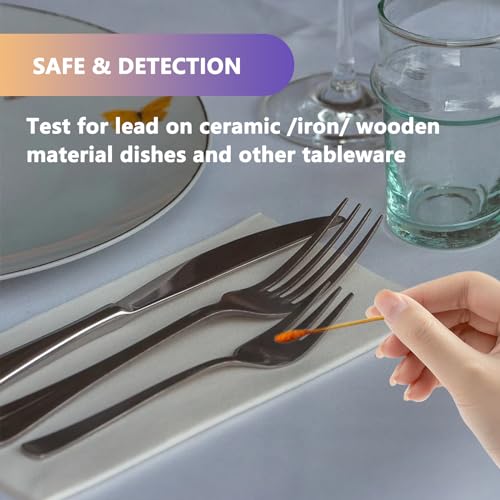 TAEING Blei-Test-Tupfer, 60-teiliges sofortiges Blei-Test-Set, schnelle Tests für den Heimgebrauch für lackierte Oberflächen, Keramik, Geschirr, Metall, Holz, schnelle Ergebnisse in 30 Sekunden