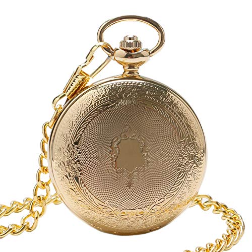 AxBALL Retro caso dourado vintage flor dial masculino relógio de bolso mecânico com corrente para pr