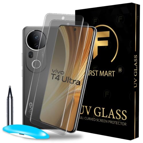 Image of FIRST MART Matte UV Tempered Glass for Vivo X200 and Vivo T4 Ultra 5G, 2 Pack | Anti-Glare Curved Screen Protector, 9H Scratch Resistant, Fingerprint Compatible, Case-Friendly