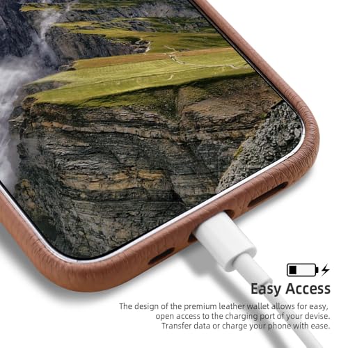 Étui portefeuille iPhone 16 antichoc marron pour protéger l'écran
