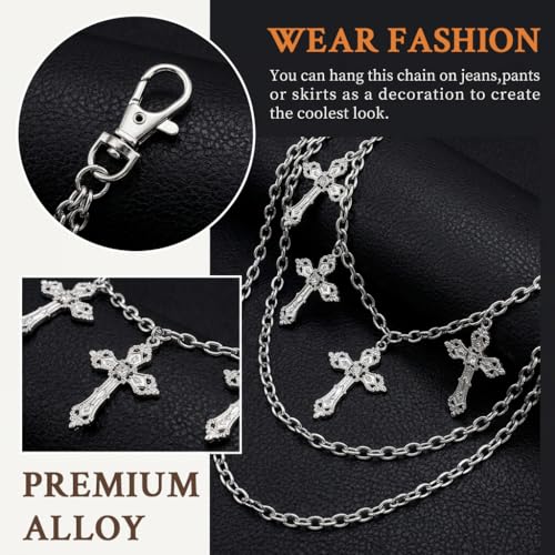 Image of GUSTAVE Layered Pants Chain for Men Punk Gothic Silver Jean Belt Trousers Chains Harajuku Street Wallet Pocket Keychains Waist Pocket Cool Hip Hop Rock Biker Goth Body Accessories
